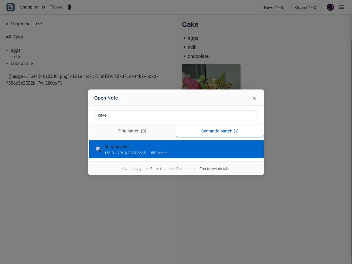 Animated demo of AI-powered semantic search in action
